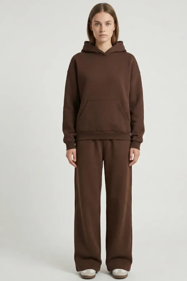 Теплий костюм жіночий Скай з худі оверсайз та широкими штанами на флісі