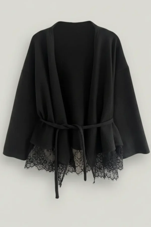 Кардиган жіночий в'язаний April з ангори мереживо та пояс