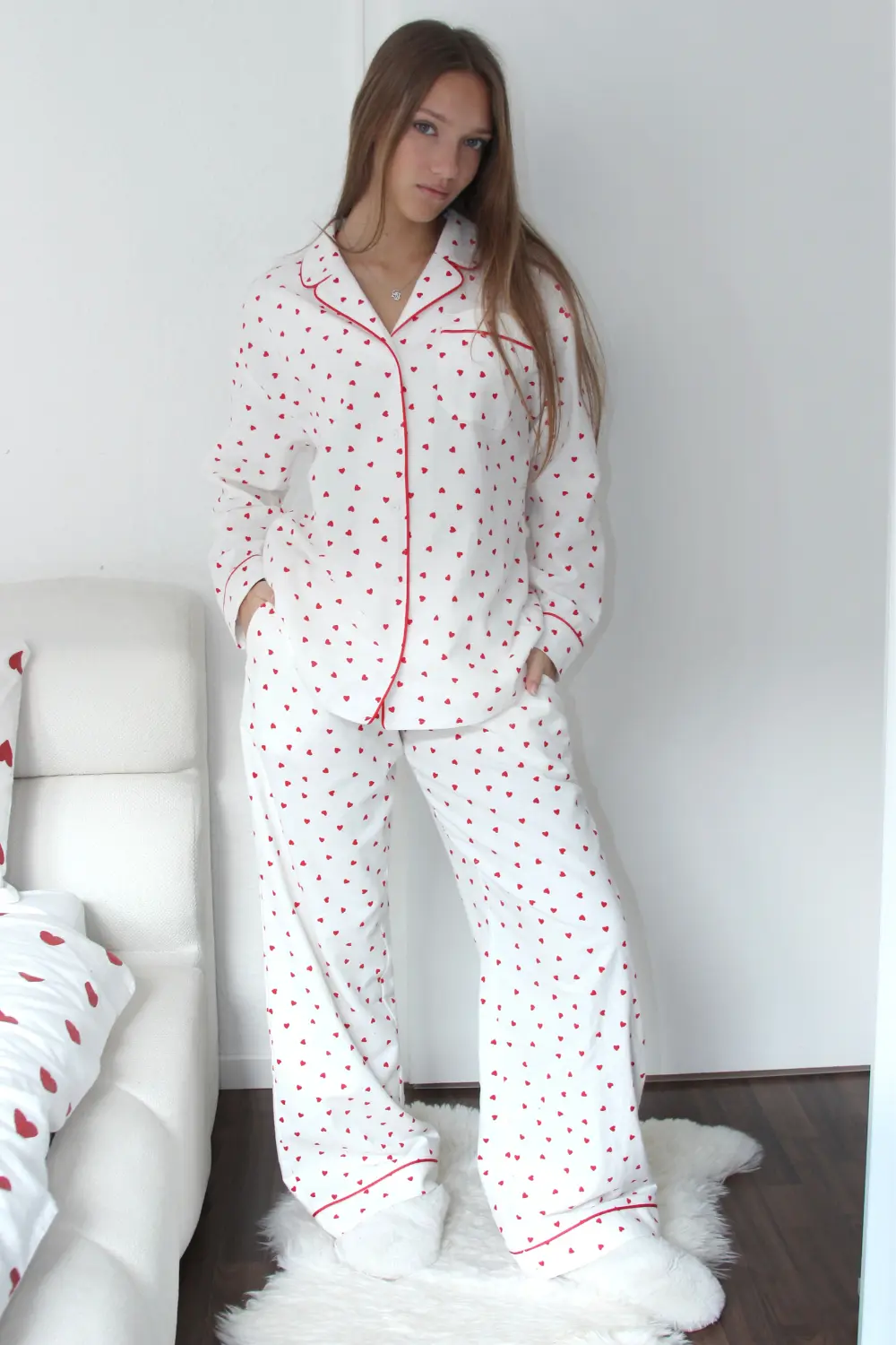 Піжама жіноча April з фланелі принт серця - 5 Піжама жіноча April з фланелі принт серця - Зображення 3