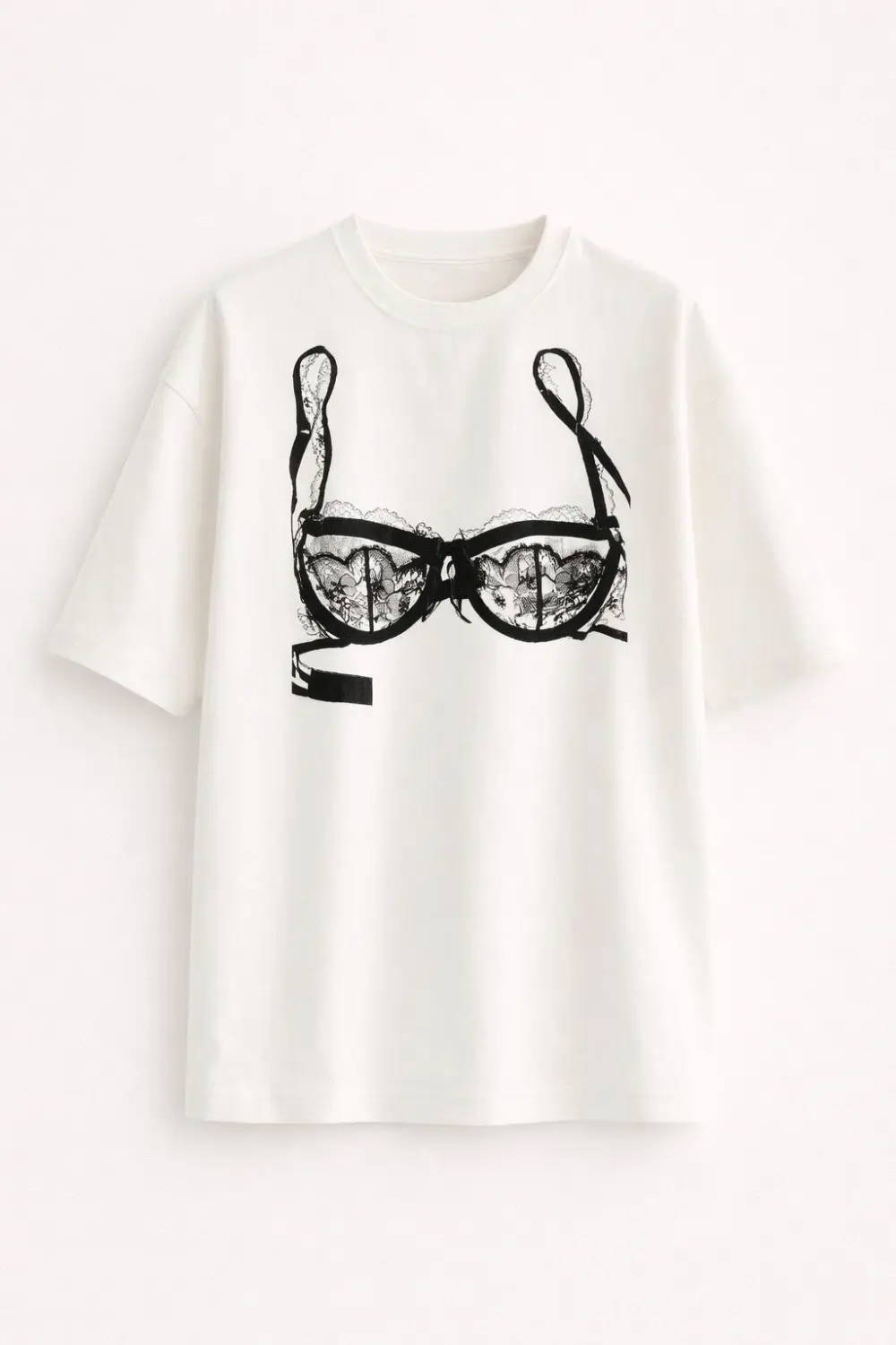 Оверсайз футболка April з принтом мереживний ліф - 3 Оверсайз футболка April з принтом мереживний ліф - Зображення 3