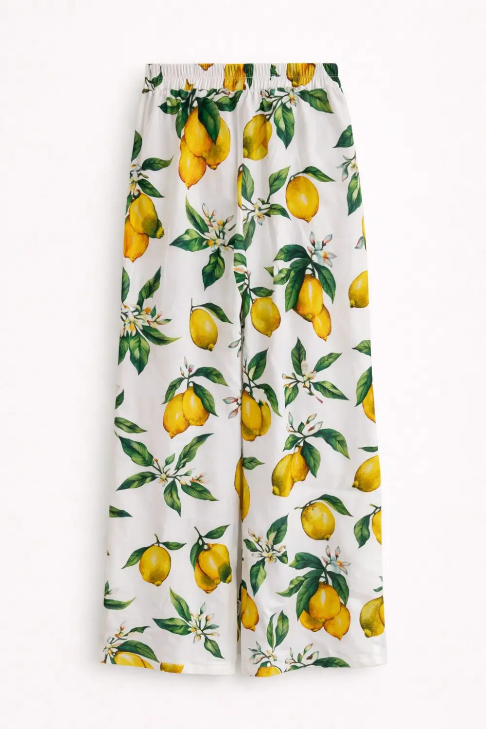 Широкі штани April з принтом лимонів на резинці - 1 Широкі штани April з принтом лимонів на резинці